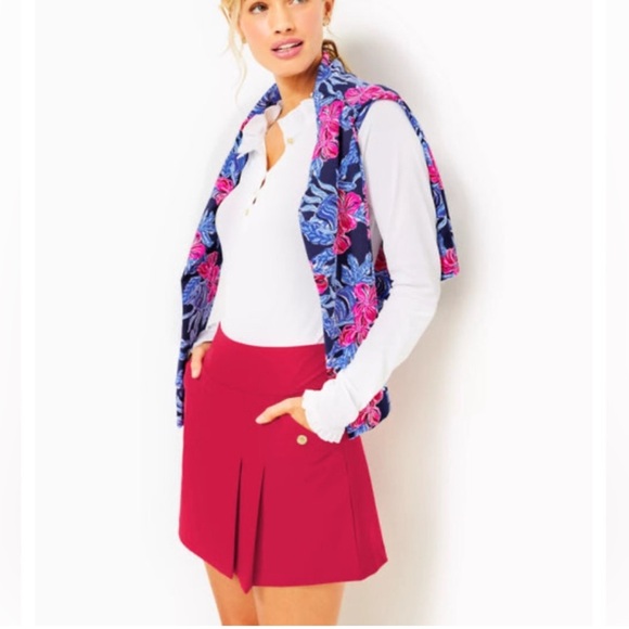 Lilly Pulitzer 16 NEW Antibes Skort Poinsettia Red UPF 50+ Pleated - Picture 11 of 11